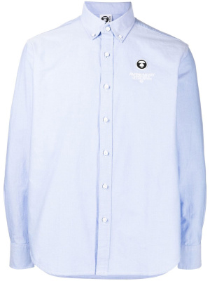 

Logo-embroidered button-down shirt, AAPE BY *A BATHING APE® Logo-embroidered button-down shirt