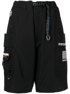 

Logo-print belted Bermuda shorts, AAPE BY *A BATHING APE® Logo-print belted Bermuda shorts
