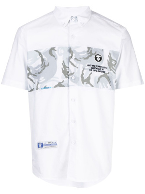 

Logo-patch cotton shirt, AAPE BY *A BATHING APE® Logo-patch cotton shirt