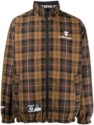 

Tartan-check logo bomber jacket, AAPE BY *A BATHING APE® Tartan-check logo bomber jacket
