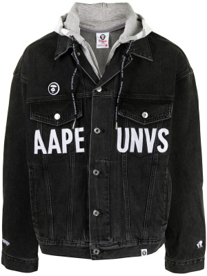 

Logo-print hooded denim jacket, AAPE BY *A BATHING APE® Logo-print hooded denim jacket