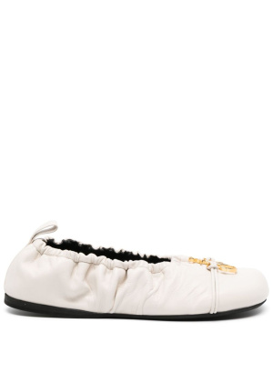 

Logo-plaque ruched ballerina shoes, JW Anderson Logo-plaque ruched ballerina shoes