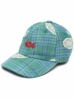 

Checked logo-embroidered cap, 424 Checked logo-embroidered cap