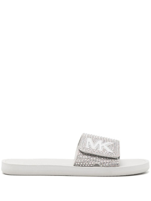 

Logo-embossed crystal-embellished sandals, Michael Kors Logo-embossed crystal-embellished sandals