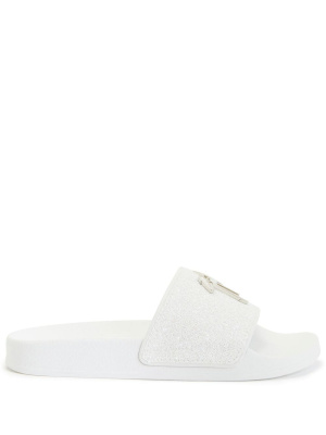 

Logo-plaque glitter sliders, Giuseppe Zanotti Logo-plaque glitter sliders