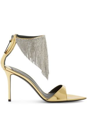 

Crystal-embellished metallic sandals, Giuseppe Zanotti Crystal-embellished metallic sandals