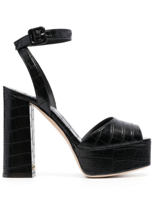 

125mm crocodile-embossed platform-sole sandals, Giuseppe Zanotti 125mm crocodile-embossed platform-sole sandals