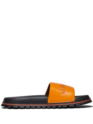 

Logo-embossed leather slides, Marc Jacobs Logo-embossed leather slides