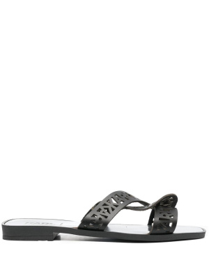 

Cut-out logo-strap flat slides, Karl Lagerfeld Cut-out logo-strap flat slides