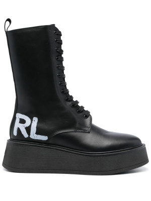 

Logo-print lace-top ankle boots, Karl Lagerfeld Logo-print lace-top ankle boots