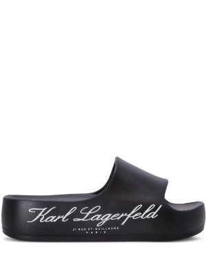 

Logo-print flat slides, Karl Lagerfeld Logo-print flat slides