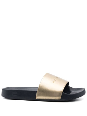 

Logo-embossed faux-leather slides, Tommy Hilfiger Logo-embossed faux-leather slides
