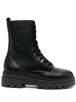 

Chunky lace-up leather ankle boots, Tommy Hilfiger Chunky lace-up leather ankle boots