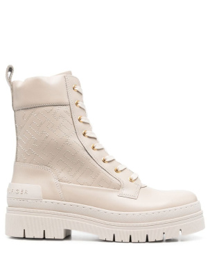 

Logo-embroidered lace-up boots, Tommy Hilfiger Logo-embroidered lace-up boots
