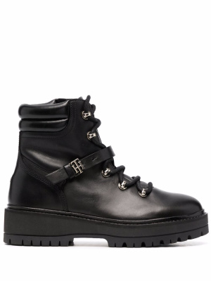 

Polished leather flat boots, Tommy Hilfiger Polished leather flat boots