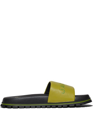 

Logo-embossed leather slides, Marc Jacobs Logo-embossed leather slides