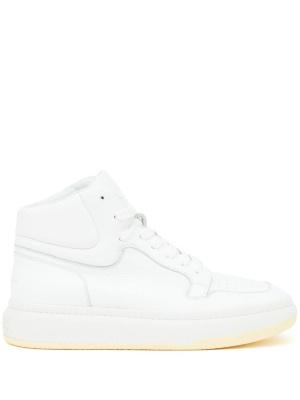 

Square-toe leather hi-top sneakers, MM6 Maison Margiela Square-toe leather hi-top sneakers