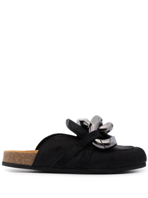 

Chain-link detailing suede slippers, JW Anderson Chain-link detailing suede slippers