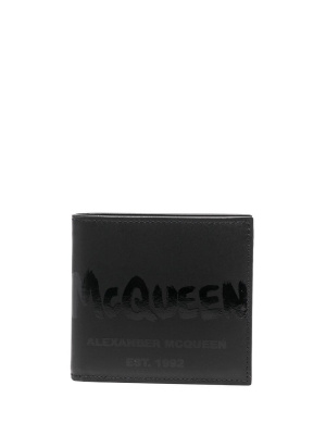 

Logo-print leather wallet, Alexander McQueen Logo-print leather wallet