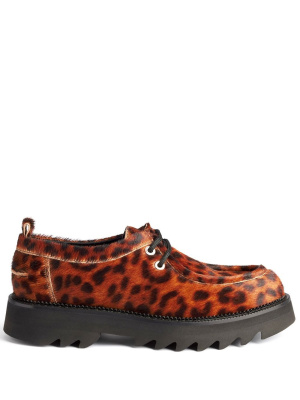 

Leopard-print lace-up platform shoes, AMI Paris Leopard-print lace-up platform shoes