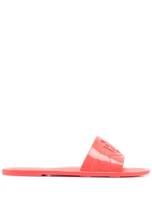 

Debossed-logo open-toe slides, Lauren Ralph Lauren Debossed-logo open-toe slides