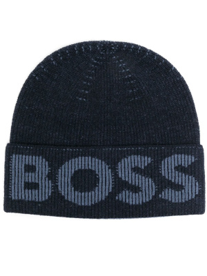 

Lamichetto intarsia-knit logo beanie, BOSS Lamichetto intarsia-knit logo beanie