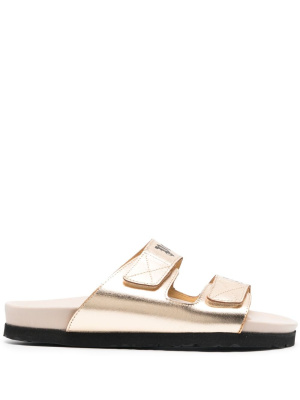 

Logo-print leather slides, Palm Angels Logo-print leather slides