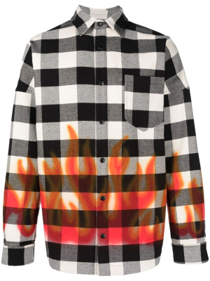 

Check-print long-sleeve shirt, Palm Angels Check-print long-sleeve shirt