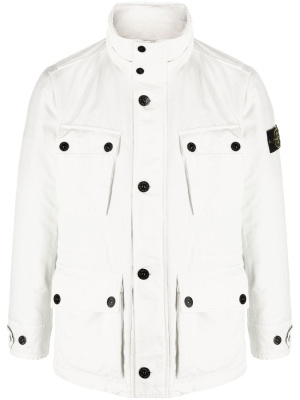 

Logo-patch buttoned jacket, Stone Island Logo-patch buttoned jacket