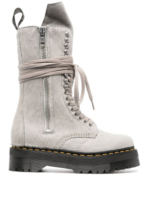 

X Dr Martens calf-hair quad-sole boots, Rick Owens X Dr Martens calf-hair quad-sole boots