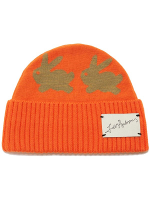 

Bunny-motif merino wool beanie, JW Anderson Bunny-motif merino wool beanie