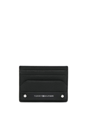 

Logo-stamp pebbled leather cardholder, Tommy Hilfiger Logo-stamp pebbled leather cardholder
