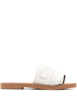 

Woody logo-embroidered sandals, Chloé Woody logo-embroidered sandals