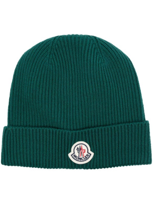 

Logo-patch ribbed-knit beanie, Moncler Logo-patch ribbed-knit beanie