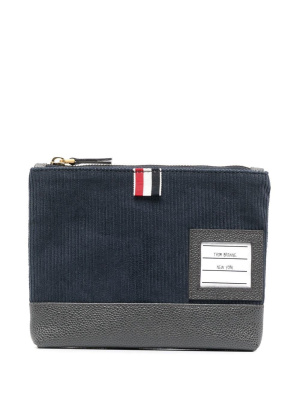 

Corduroy-detail zipped purse, Thom Browne Corduroy-detail zipped purse