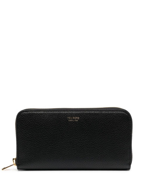 

Grained-leather logo-print wallet, TOM FORD Grained-leather logo-print wallet