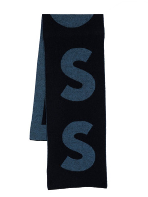 

Armin 2 intarsia-knit logo scarf, BOSS Armin 2 intarsia-knit logo scarf