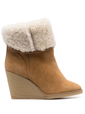 

Totam shearling trim wedge boot, ISABEL MARANT Totam shearling trim wedge boot