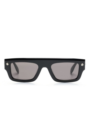 

Logo-engraved rectangular-frame sunglasses, Alexander McQueen Eyewear Logo-engraved rectangular-frame sunglasses