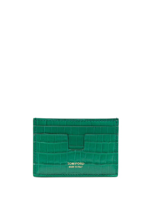 

Embossed crocodile-effect leather cardholder, TOM FORD Embossed crocodile-effect leather cardholder