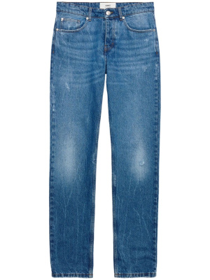

Logo-patch straight-leg jeans, AMI Paris Logo-patch straight-leg jeans