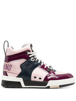 

Logo-tape high-top sneakers, Moschino Logo-tape high-top sneakers