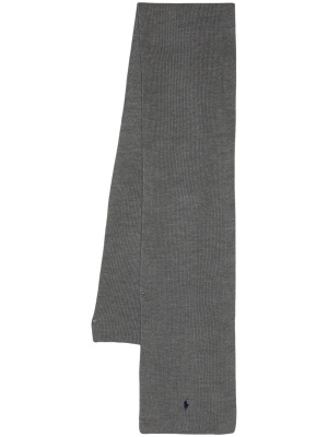 

Embroidered-logo ribbed-knit scarf, Polo Ralph Lauren Embroidered-logo ribbed-knit scarf