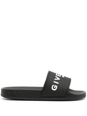 

Embossed-logo faux-leather slides, Givenchy Embossed-logo faux-leather slides