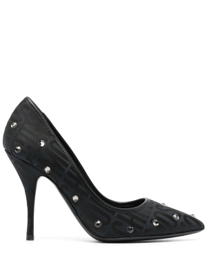 

Jacquard-logo 105mm high heel pumps, Moschino Jacquard-logo 105mm high heel pumps