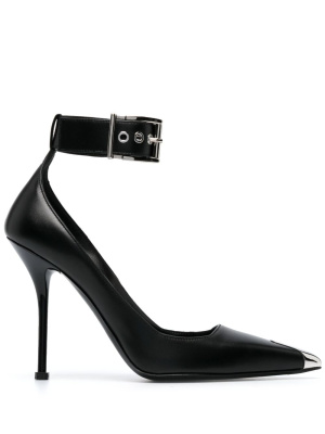 

Metal-toecap 100mm leather pumps, Alexander McQueen Metal-toecap 100mm leather pumps