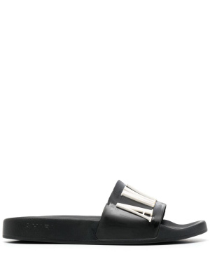 

Logo-embossed faux-leather slides, AMIRI Logo-embossed faux-leather slides