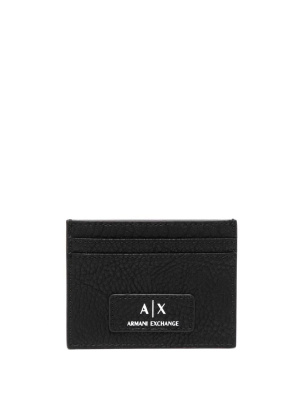 

Logo-patch grained-texture cardholder, Armani Exchange Logo-patch grained-texture cardholder
