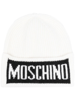 

Logo-intarsia ribbed beanie, Moschino Logo-intarsia ribbed beanie