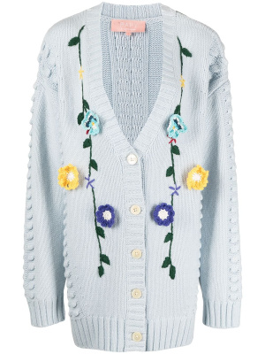 

Floral-appliqué wool cardigan, BAPY BY *A BATHING APE® Floral-appliqué wool cardigan